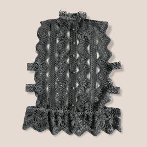 Brand NEW POL Sleeveless Mock Neck Button Down Crochet Top